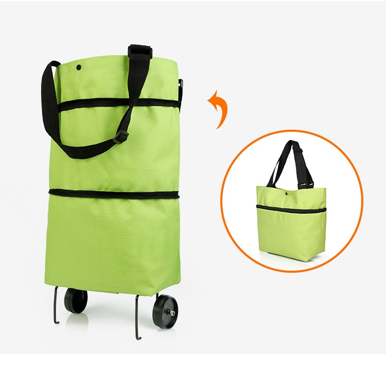 折疊購物拉車拉桿袋帶輪子可折疊購物袋可重複使用雜貨袋食品收納袋