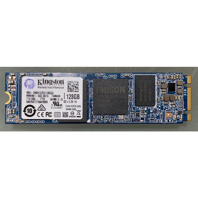 kingston 金仕頓128G SSD NGFF固態硬碟 M.2 2280 SATA 二手良品.台南市可面交