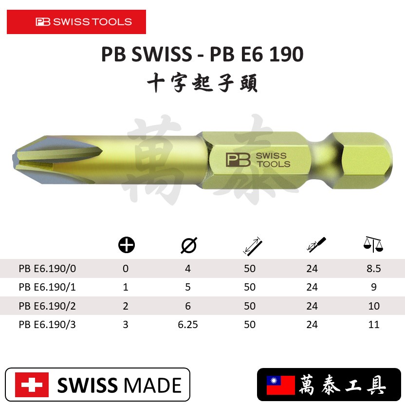 瑞士 PB SWISS PB E6 190 十字 起子頭