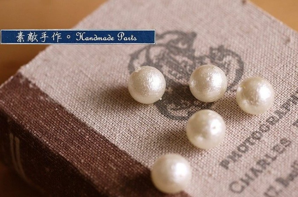。素敵手作Antique材料。香港製-12mm塑料棉花糖皺紋珍珠
