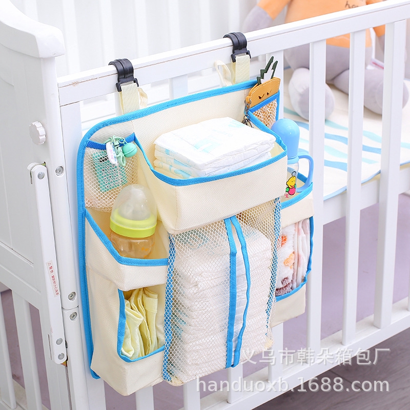 嬰兒床收納袋掛袋床頭收納嬰兒置物架 童床尿布掛袋