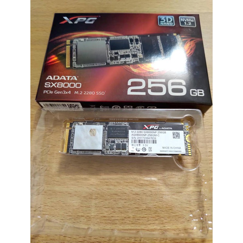 威剛 ADATA 256GB XPG SX8000 PCIe M.2 2280 固態硬碟 MLC 原廠保固