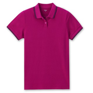 【ERSS】撞色滾邊純棉POLO衫 - 女 紫紅 K70032