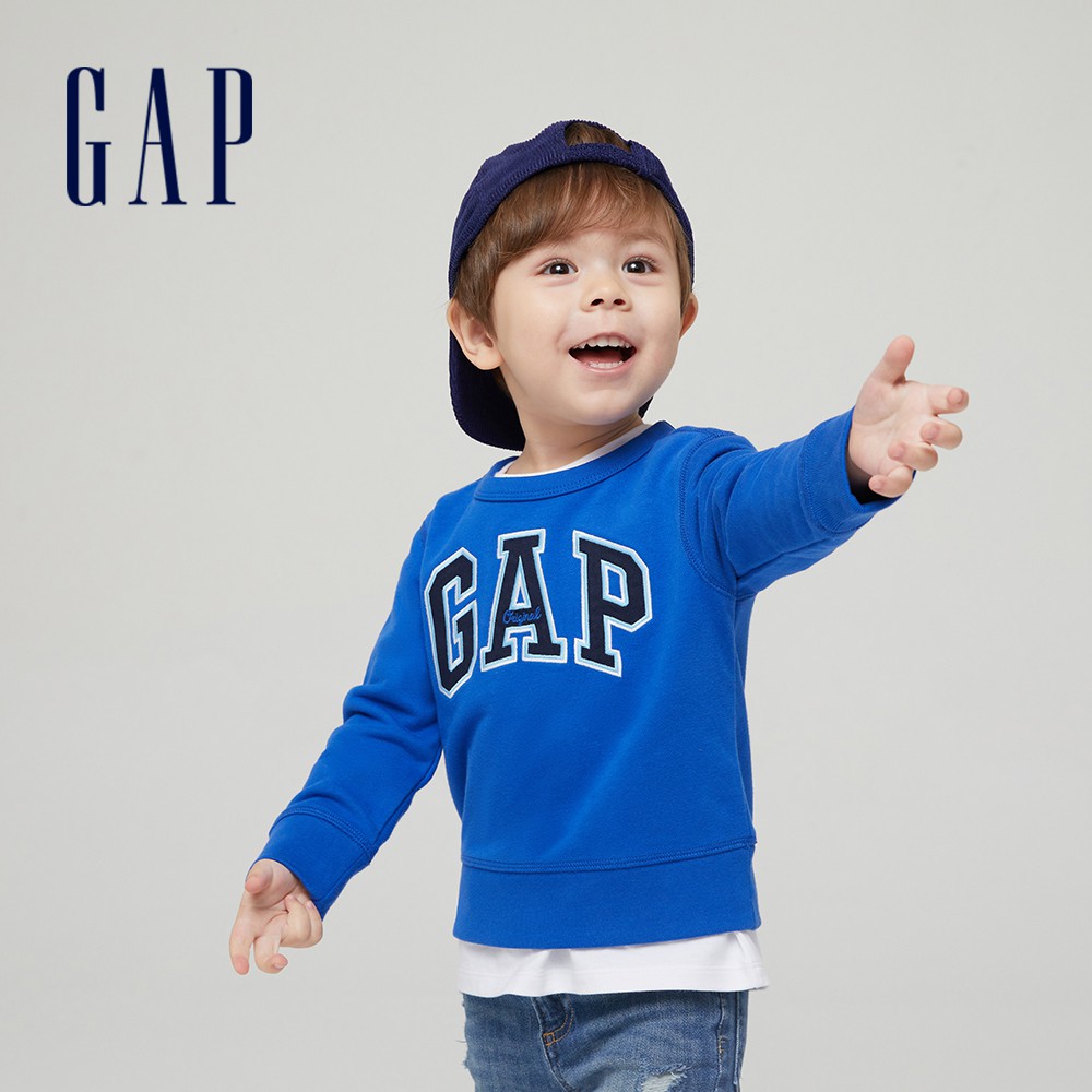 Gap 男幼童裝 Logo亮色大學T-藍色(966837)