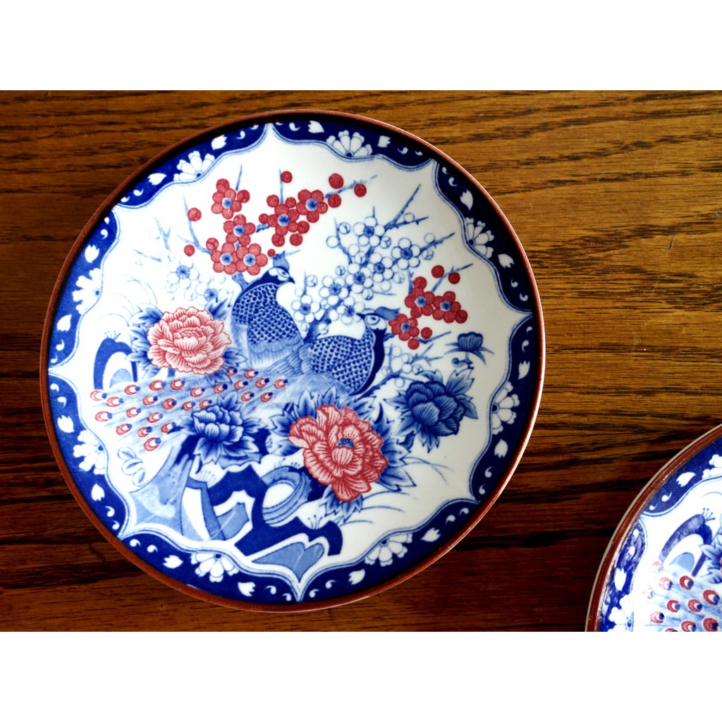日本製造 鳯凰 牡丹 梅花 吉祥 小碟 小菜碟 磁盤 餐具 中古董早期收藏品