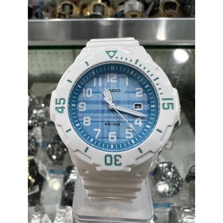 【金台鐘錶】CASIO 卡西歐 潛水風格 (女錶 ) 日期顯示窗 藍白面盤 LRW-200H-2C