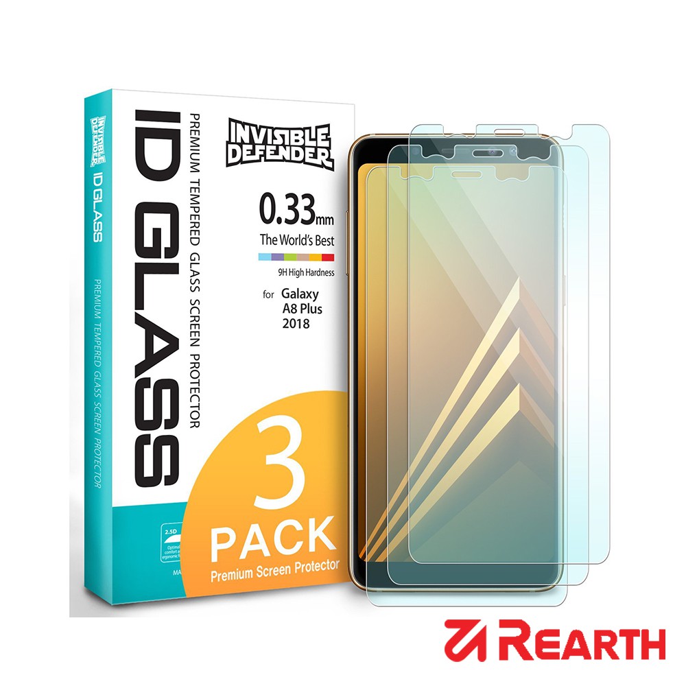 Rearth 三星 Galaxy A8＋ 2018 強化玻璃保護貼(三片裝)
