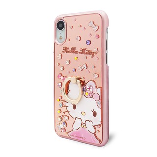 三麗鷗 Kitty iPhone XR 6.1吋施華彩鑽鏡面指環扣手機殼-寶石凱蒂
