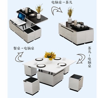 多功能茶几 餐桌兩用 可升降 折疊桌 簡約 現代 客廳 小戶型 創意桌子 鋼化玻璃茶幾 9WcW