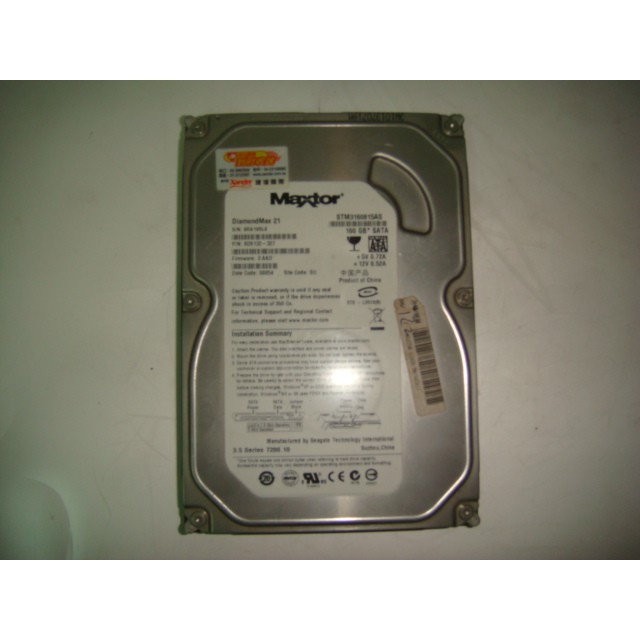 Maxtor 3.5吋~硬碟~160GB(SATA)~型號STM3160815AS &lt;89&gt;