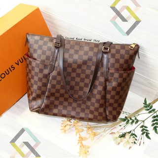 二手旗艦 LOUIS VUITTON LV 咖啡 格紋 棋盤格 雙口袋 天心包 肩背包 (中友店)