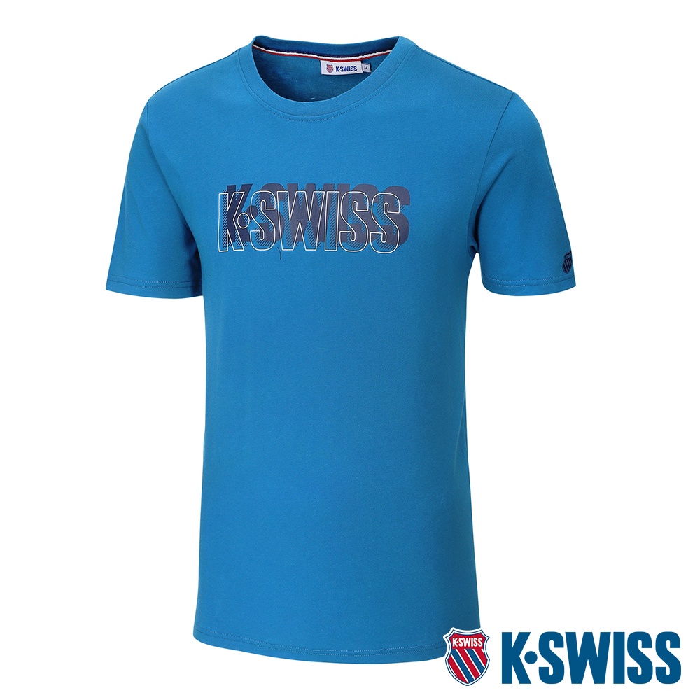 K-SWISS 3D KS Logo Tee棉質吸排T恤-男-寶藍