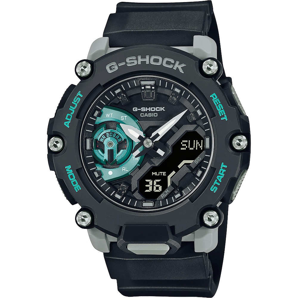 CASIO 卡西歐G-SHOCK 嘻哈風格碳纖維核心防護構造-灰藍色(GA-2200M-1A)原廠公司貨