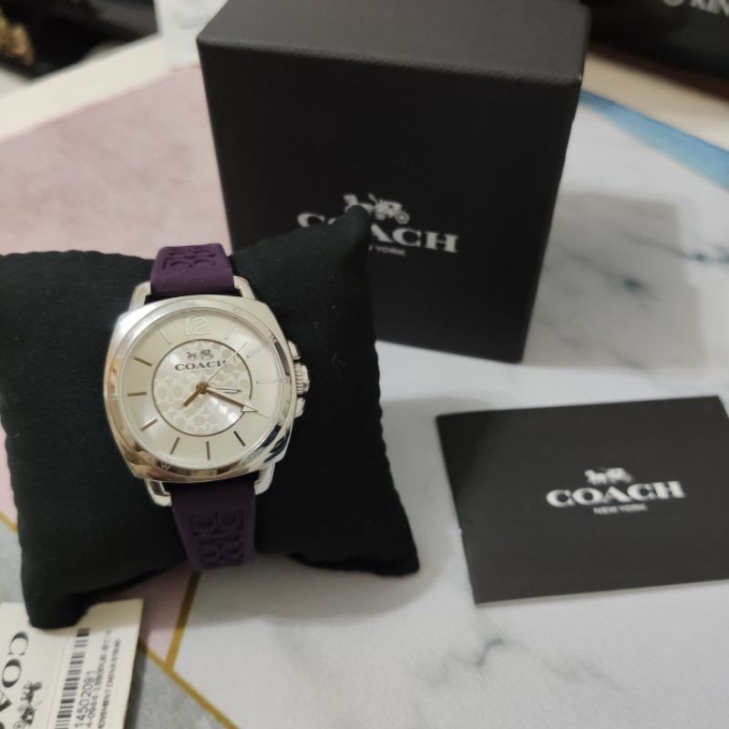 COACH矽膠錶帶手錶紫色錶