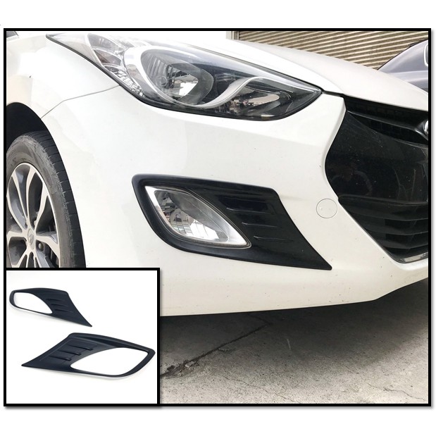 圓夢工廠 Hyundai 現代 Elantra 2012~2015 改裝 消光黑 前保桿飾框 霧燈框 霧燈罩 鍍鉻飾條款