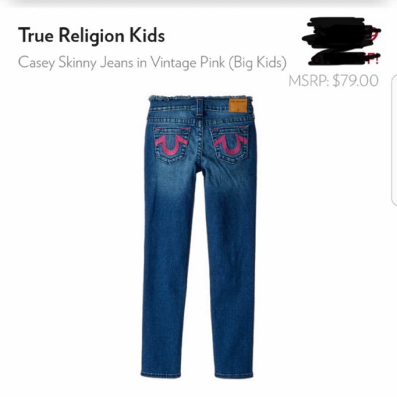 True religion big kids 尺寸12歐美精品牛仔褲