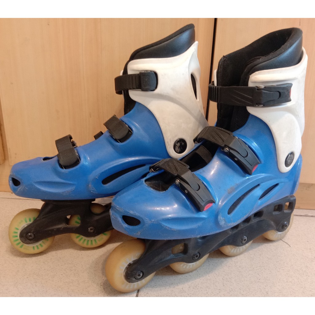 免運費二手中古44號DLD多輪多閃光輪直排輪水藍白530 used inline skates