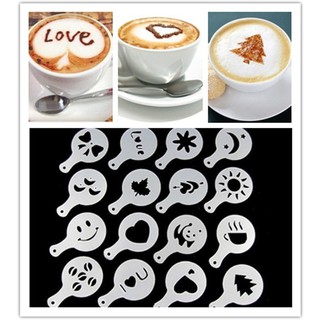 16入拉花模具 花式咖啡印花模型 咖啡奶泡噴花