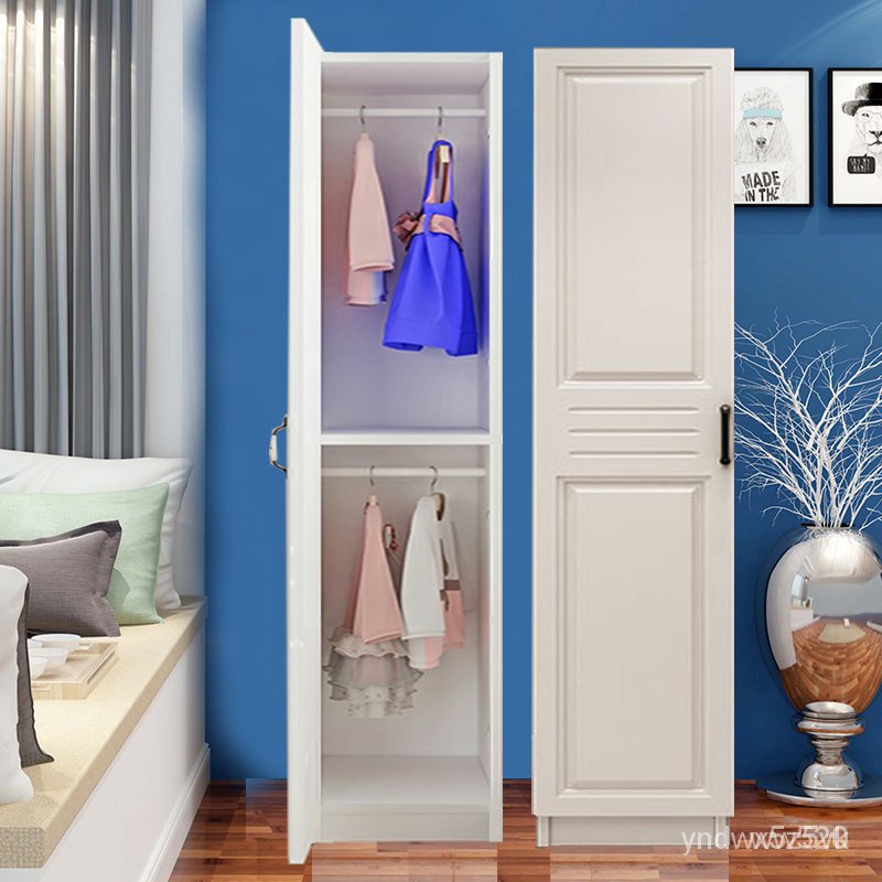 🎁品質保證🎁歐式單雙門簡易衣櫃實木質兒童窄小型掛衣櫥單人兩開門收納高櫃子