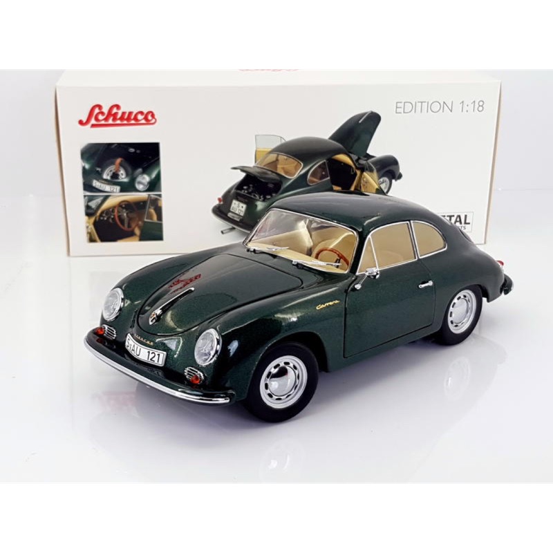 【模型車藝】1/18 Schuco Porsche 356A Carrera Coupe 1958 藍綠色 合金全開