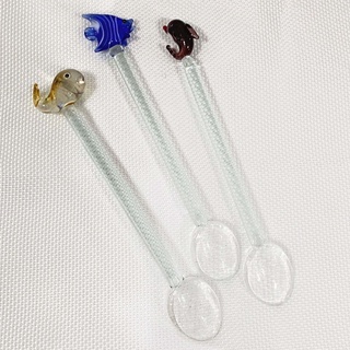 【Mary Zakka】可愛動物造型 創意玻璃湯匙 甜品勺 小湯匙 玻璃湯勺 攪拌匙 玻璃咖啡勺 飲料攪拌勺