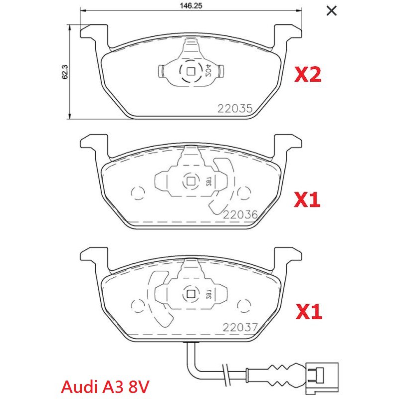 (VAG小賴汽車)Audi A3 8V 前輪 煞車皮 來令片 Brembo 陶瓷 公司貨