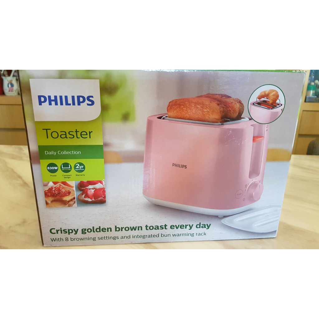 飛利浦 PHILIPS 電子式智慧型烤麵包機/瑰蜜粉 HD2584