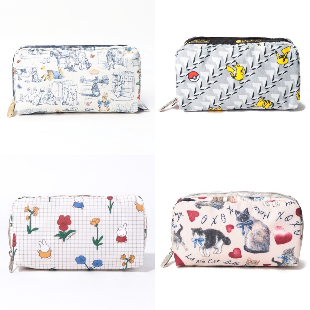 ♥ 小花日韓雜貨 -- Lesportsac 6511 手拿包收納包化妝包筆袋-彼得兔、寶可夢、米菲兔、貓咪