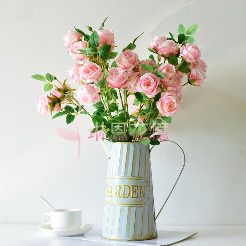 追憶仿真小玫瑰花薔薇花束客廳落地裝飾干花假花絹花插花擺件花瓶琳恩花憶 蝦皮購物