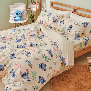 戀家小舖 台灣製床包 雙人床包 薄被套 床單 史迪奇 開心日光浴 床包被套組 含枕套 DISNEY 迪士尼