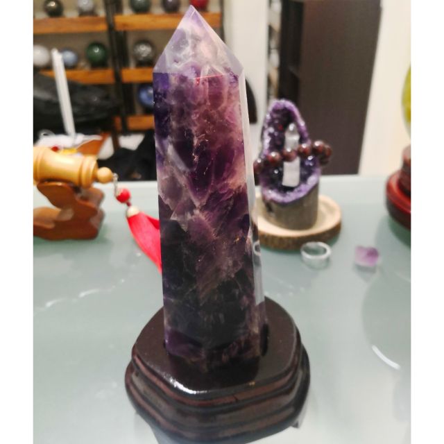 頂級夢幻千層紫水晶柱 含座高17cm 543g 蝦皮購物