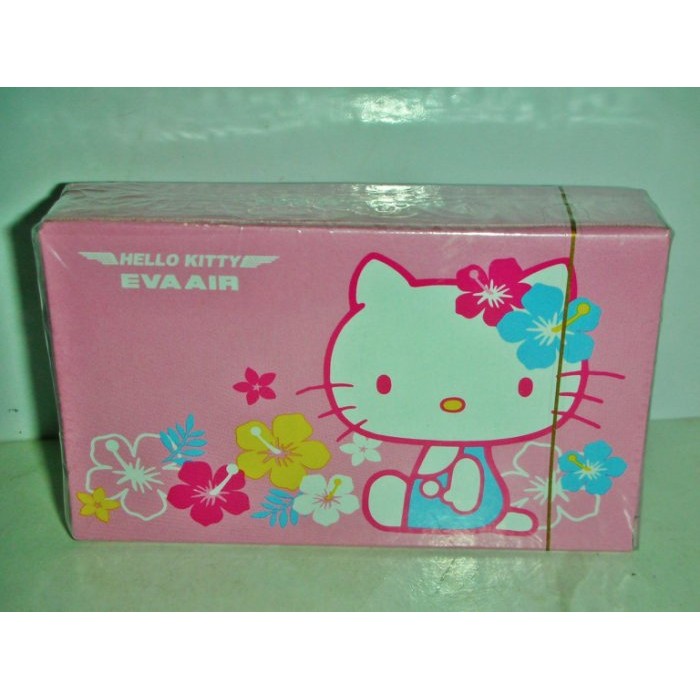 aaL皮商.(企業寶寶公仔娃娃)全新未拆封EVA AIR長榮航空Hello Kitty凱蒂貓粉紅色撲克牌!