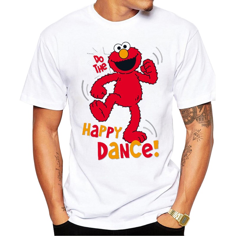 Teehub 最新時尚 Happy Dance Elmo 印花男士 T 恤 O 領短袖芝麻街 T 恤酷上衣搞笑 T 恤