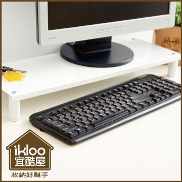 12/不可超取~【ikloo】省空間桌上螢幕架/鍵盤收納架1入~白色/收納櫃/組裝收納櫃/電腦架/電腦桌/OA127