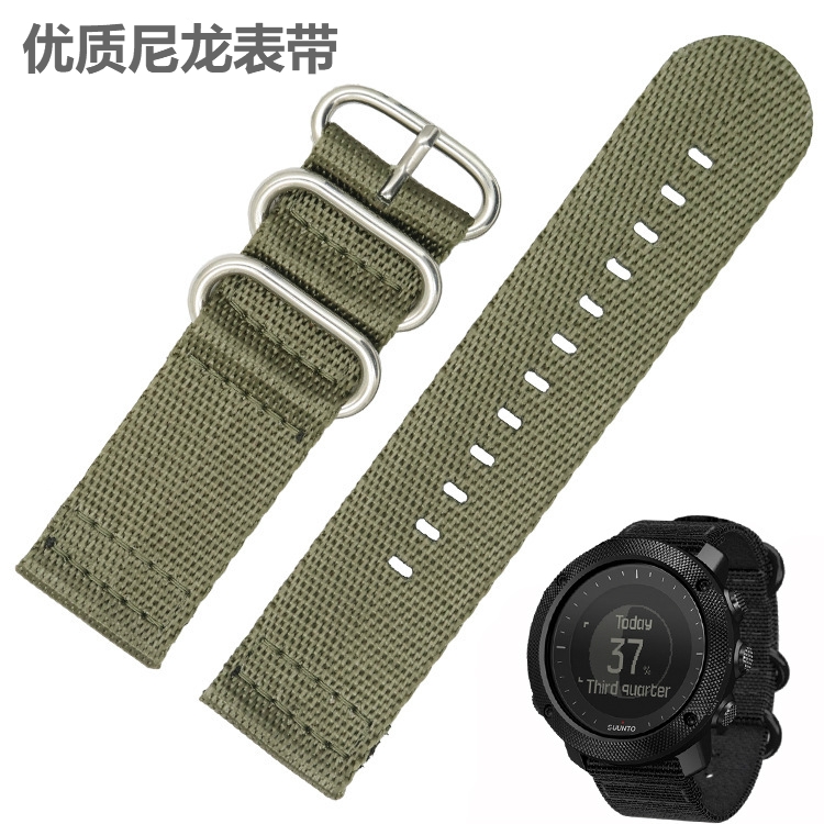 優質編織尼龍錶帶 suunto core錶帶 帆布錶帶軍綠色針扣 手錶錶帶 單層兩節 現貨批發