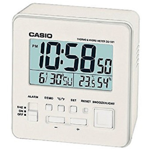 【CASIO】CASIO卡西歐溫度濕度多功能電子鬧鐘 DQ-981-7 台灣公司貨保固一年