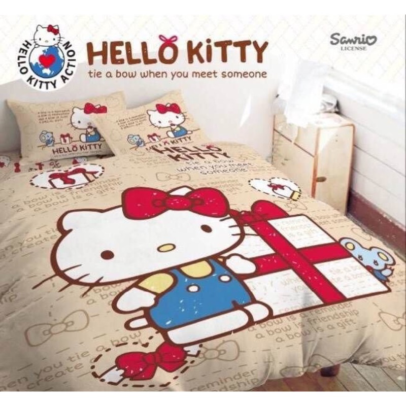 Hello Kitty 蝴蝶結系列雙人涼被 兩用被 床包