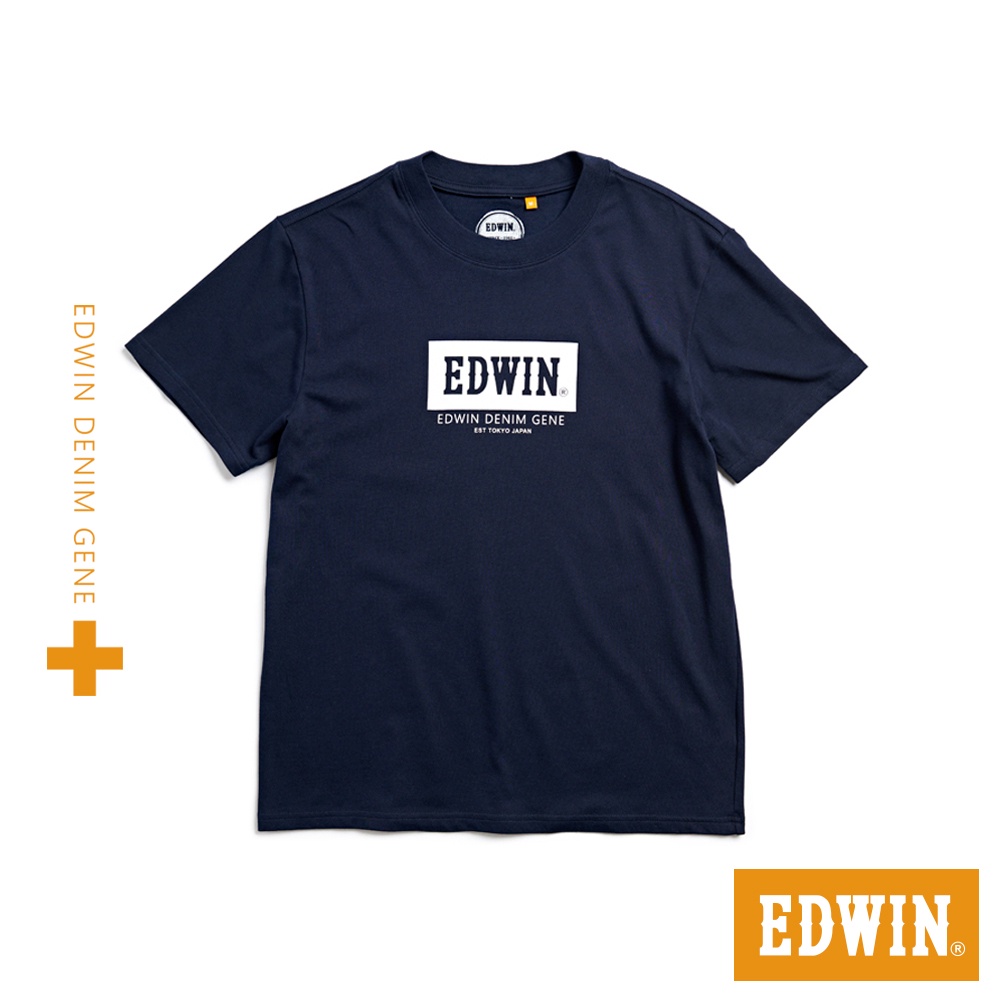 EDWIN 人氣復刻 橘標 冰河玉涼感LOGO短袖T恤(丈青色)-男款
