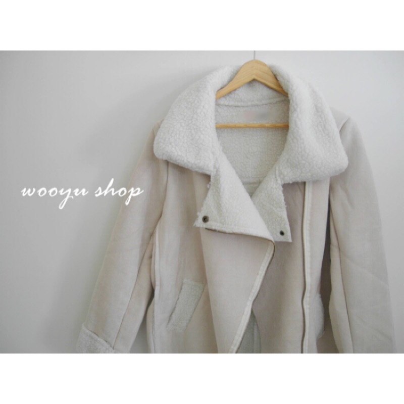 轉賣wooyu全新質感麂皮羊羔毛騎士外套