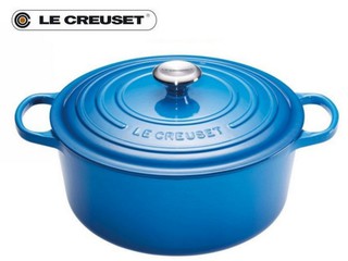 現貨5280元 / Le Creuset "新款"圓形鑄鐵鍋 圓鍋 湯鍋 20 公分 馬賽藍 (鋼頭,法國製,全新附盒)