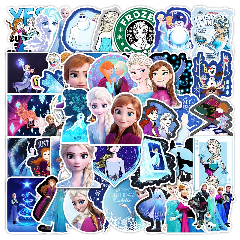 冰雪奇緣貼紙 白雪皇后 Frozen 安娜 艾莎 Elsa 雪寶 卡通貼紙防水貼紙（50張）兒童貼紙行李箱貼紙手機貼紙