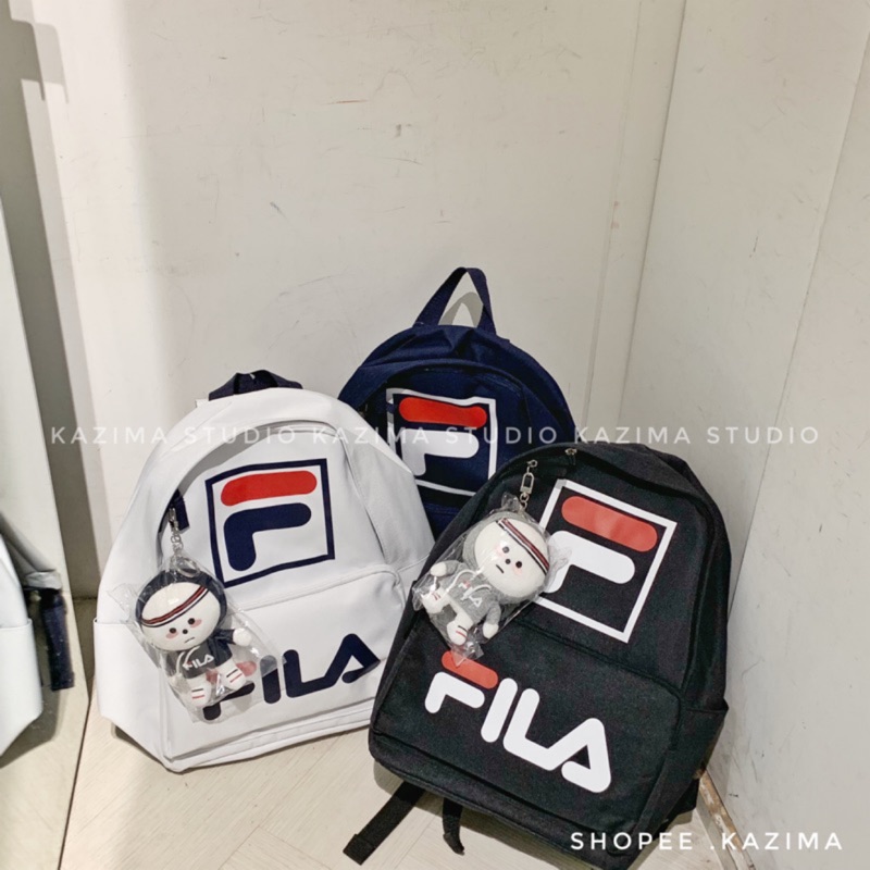 Kazima｜Fila Logo 大Logo 後背包 後背 背包 書包 包 白色 黑色 藍色 深藍色 綠色 綠 白 黑