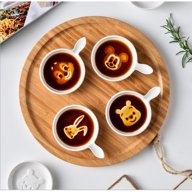 可愛卡通醬油碟兼筷架 陶瓷醬油碟 小碟子 沾醬碟 醬料碟 沙西米 水餃醬碟 筷架 陶瓷小碟子 米奇 維尼 花栗鼠 廚房