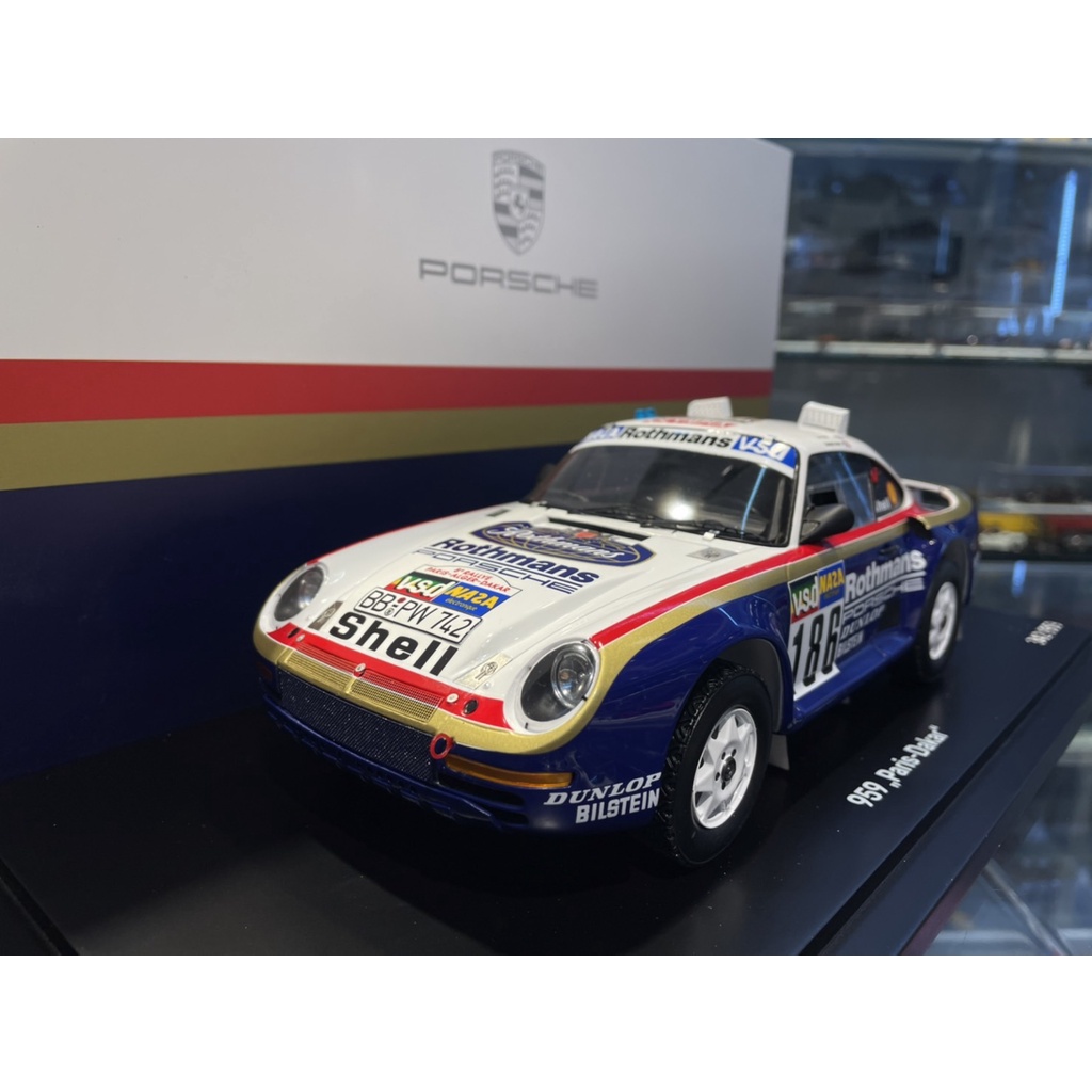 吉華科技@ 1/18 原廠 Porsche 959 n° 186 Winner Rally Paris 1986