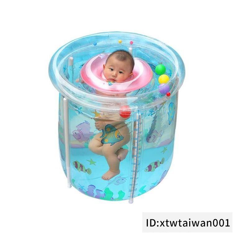 【免運】安泰嬰兒游泳池家用透明充氣寶寶游泳桶加厚支架幼兒童小孩洗澡桶QM
