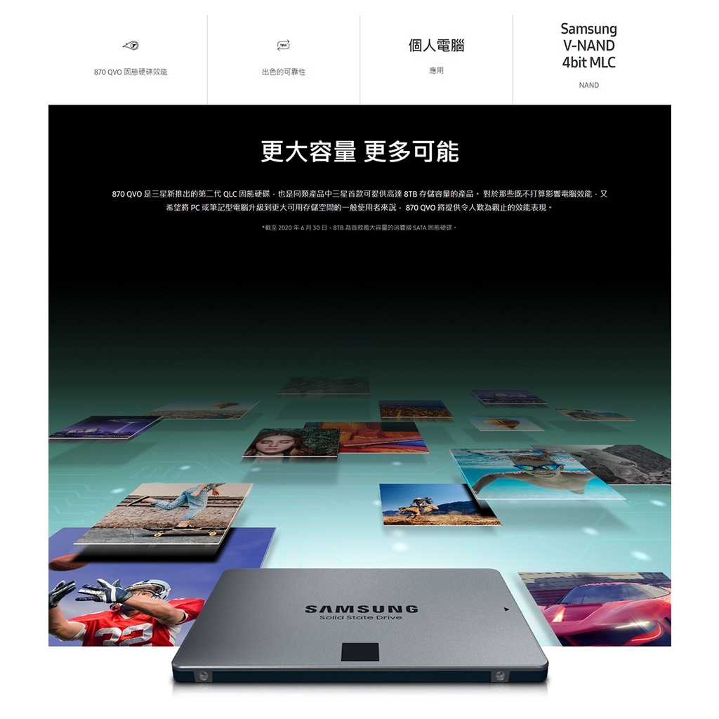 全新 Samsung 三星 870 QVO 1T 2.5吋 SSD (MZ-77Q1T0) 原廠保至2024年9月9日