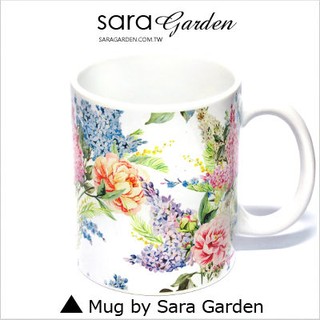 客製化 馬克杯 陶瓷杯 彩繪 質感 牡丹花 碎花 Sara Garden