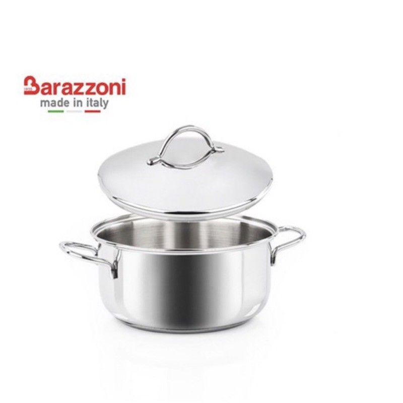 【義大利BARAZZONI巴拉佐尼】22cm 不鏽鋼 湯鍋 雙耳湯鍋 燉鍋