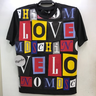 Love Moschino 黑白兩色 幾何 彩繪 方塊 圖案 圓領T恤 全新正品