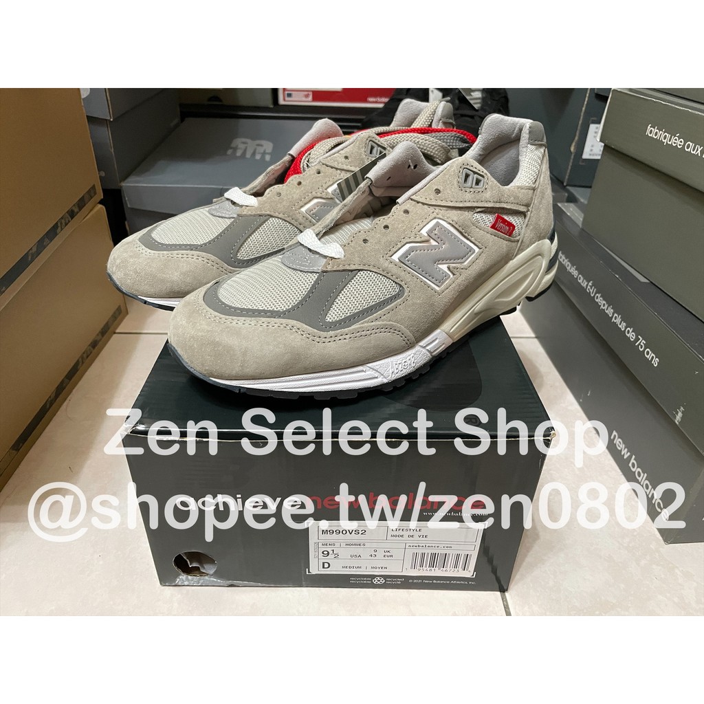 [現貨]New Balance 990V2 元祖灰 紅標 40週年 麂皮 美國製 M990VS2